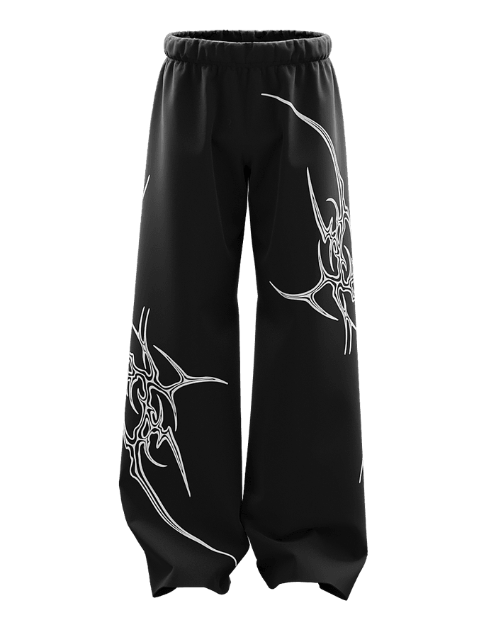 Black Unisex Straight Fit Baggy Pants