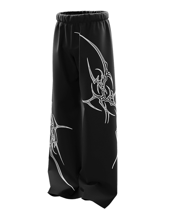 Black Unisex Straight Fit Baggy Pants