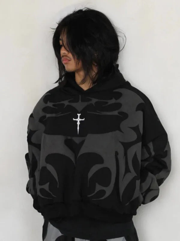 Depth Hoodie – Y2K Aesthetic Tribal Oversized Streetwear