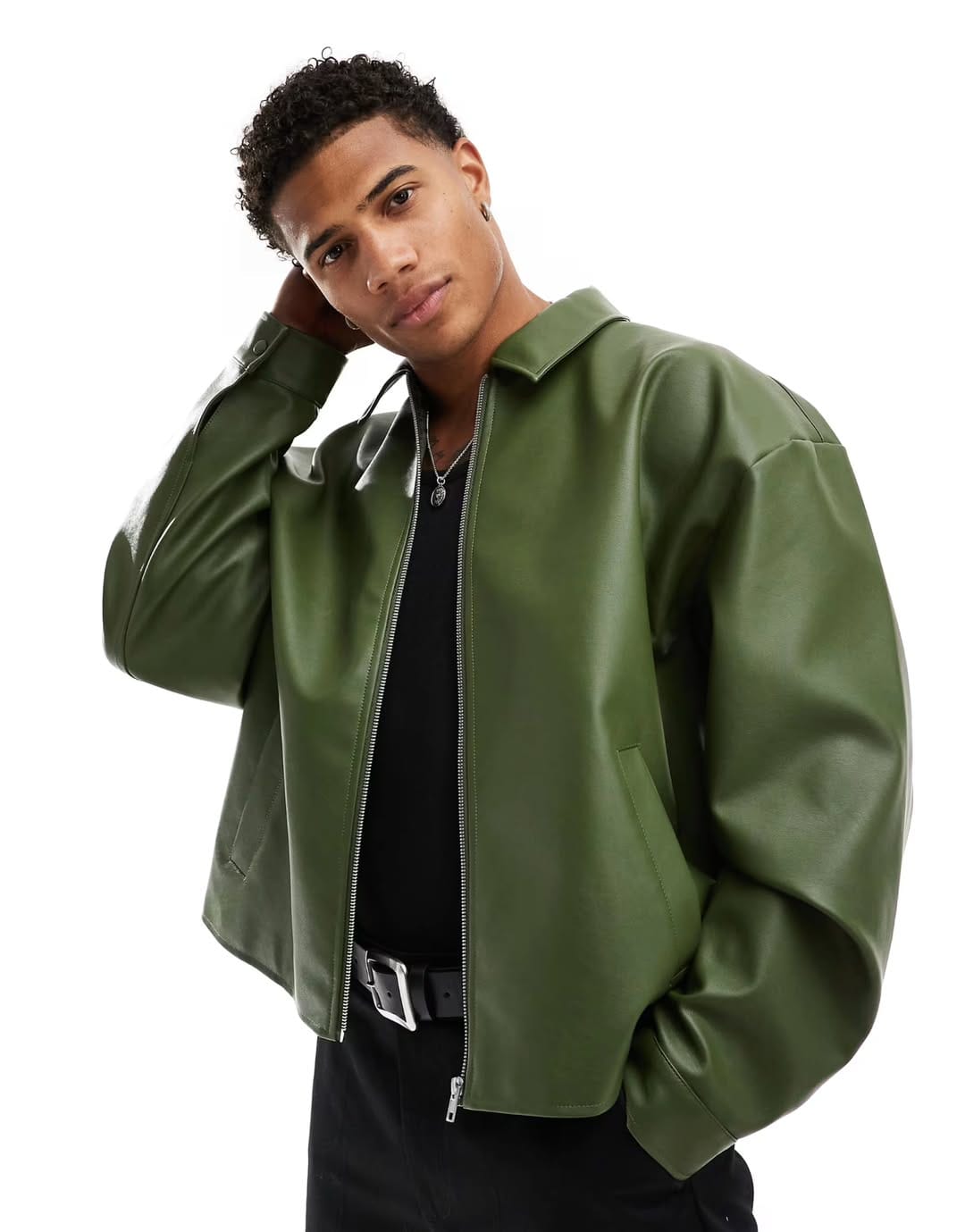 Faux Leather Jacket – Green