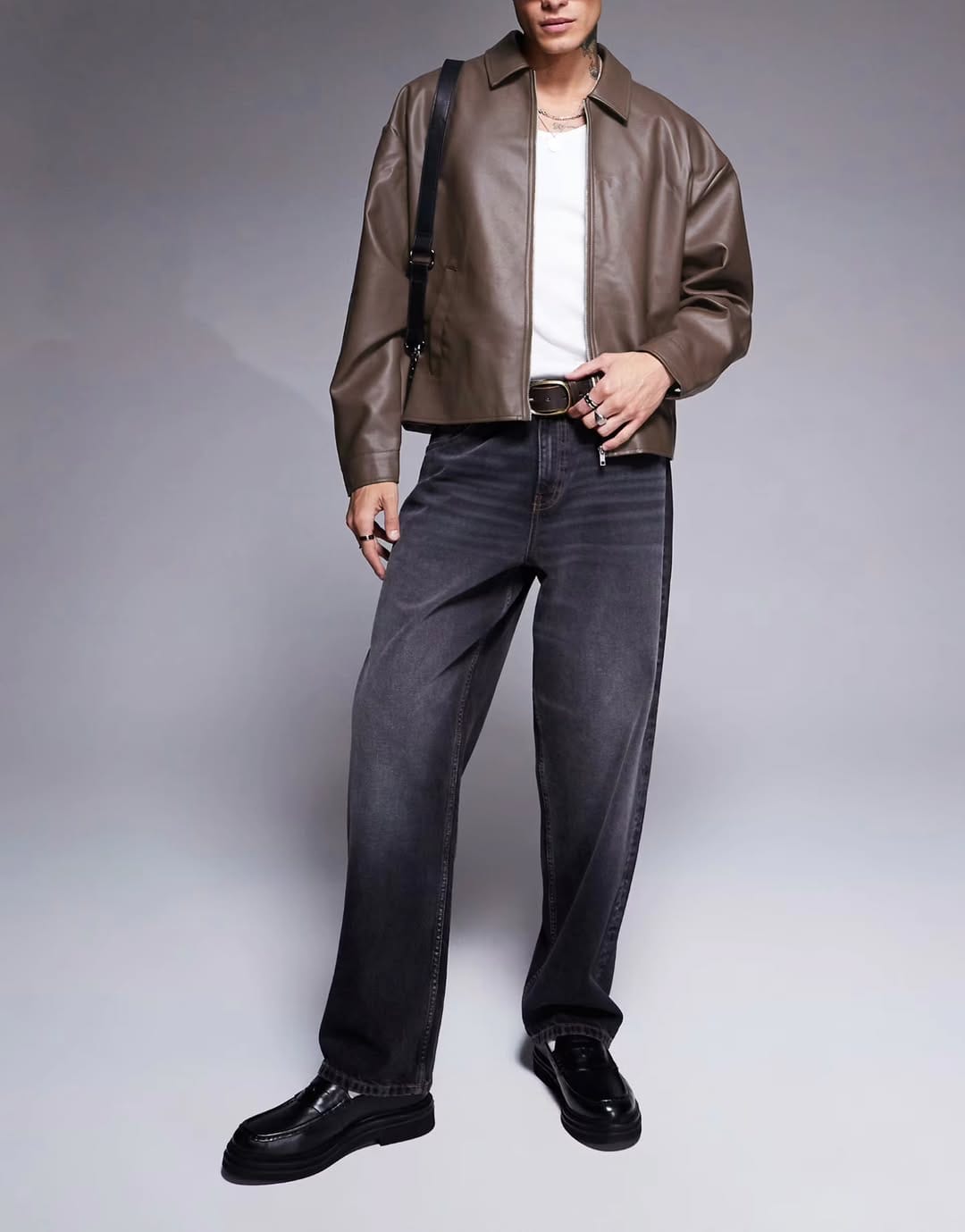 Faux Leather Jacket – Brown