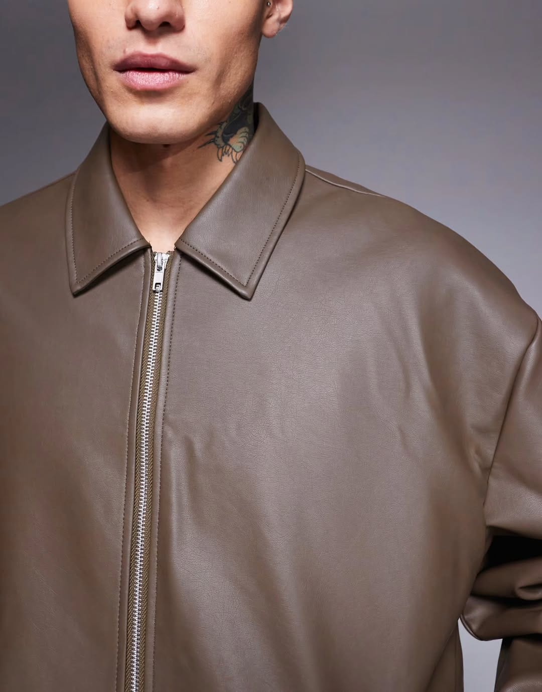 Faux Leather Jacket – Brown