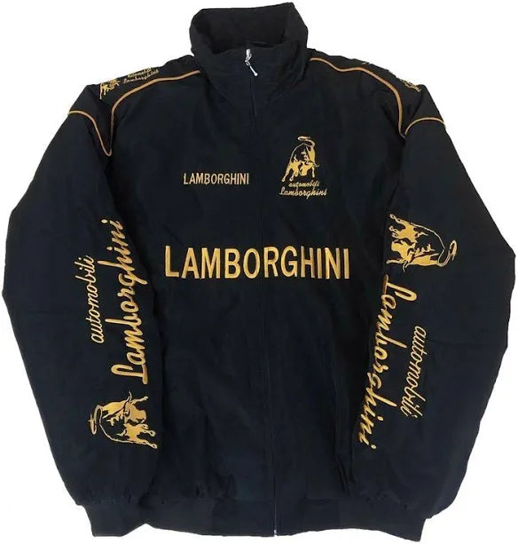 Black & Gold Racing Bomber Jacket – Motorsport Varsity Style