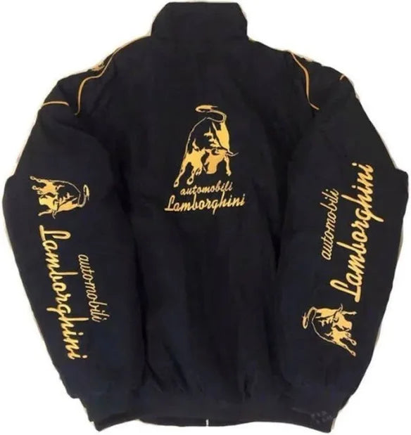 Black & Gold Racing Bomber Jacket – Motorsport Varsity Style