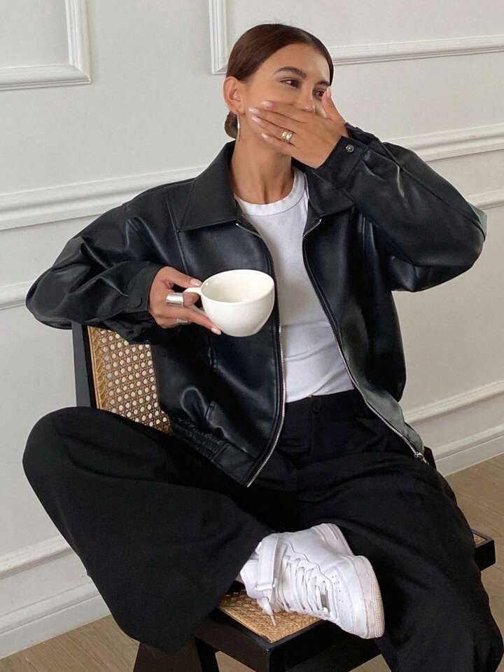 Black Leather Jacket Full Sleeves