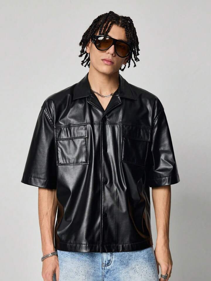 Leather Jacket – Black Half Sleeves