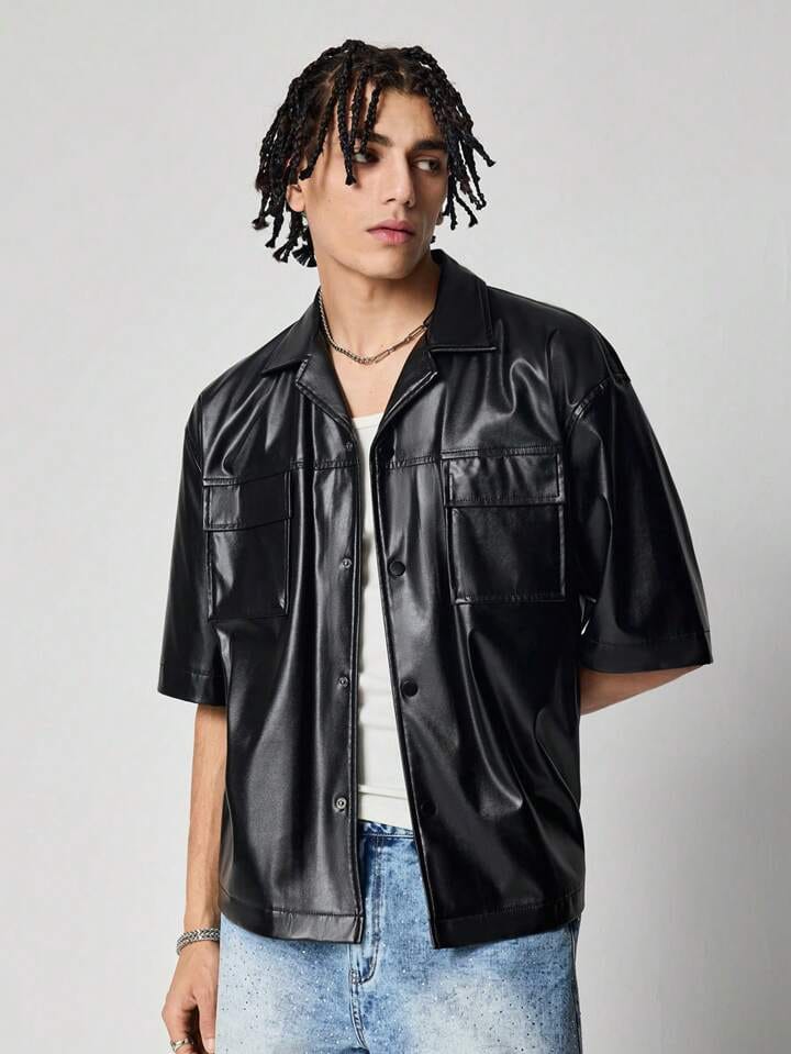 Leather Jacket – Black Half Sleeves