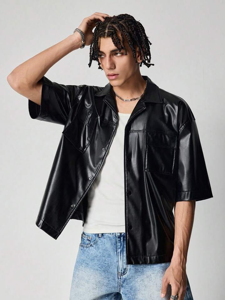 Leather Jacket – Black Half Sleeves