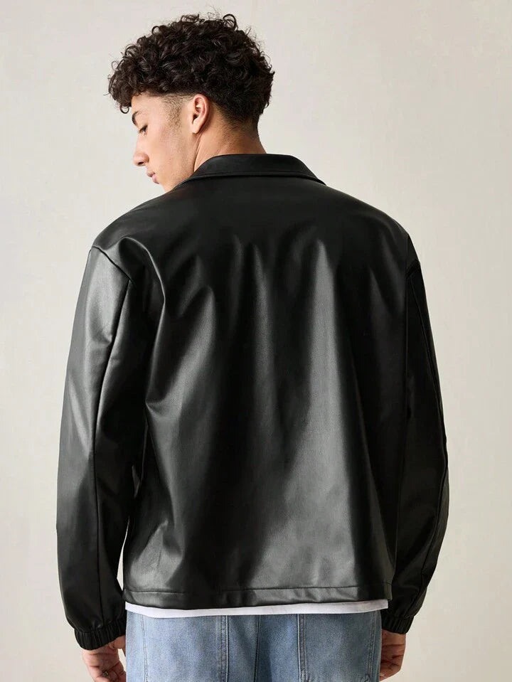 Leather Jacket Black Full Sleeves