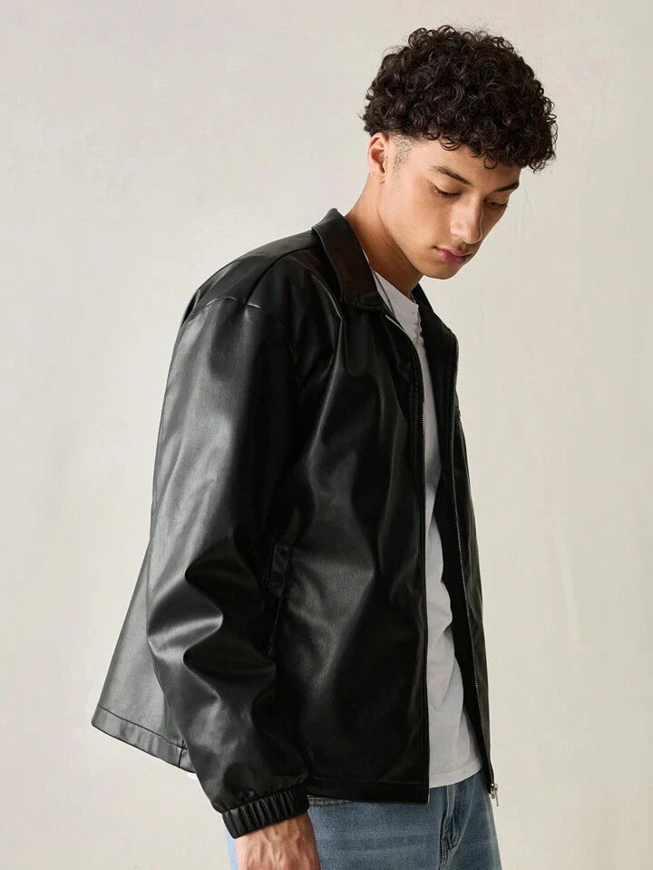 Leather Jacket Black Full Sleeves