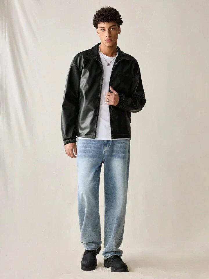 Leather Jacket Black Full Sleeves