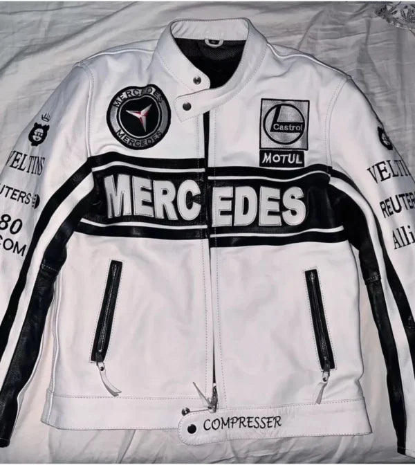 Mercedes Racing Leather Jacket – Streetwear Biker Fit for Men & Women