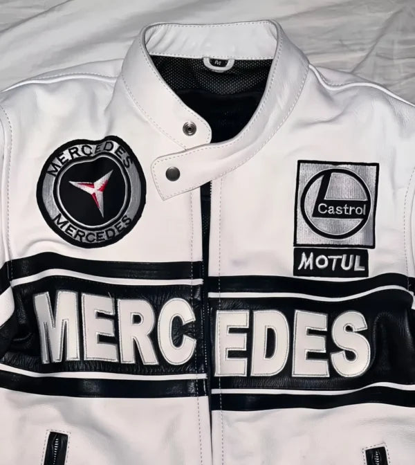 Mercedes Racing Leather Jacket – Streetwear Biker Fit for Men & Women