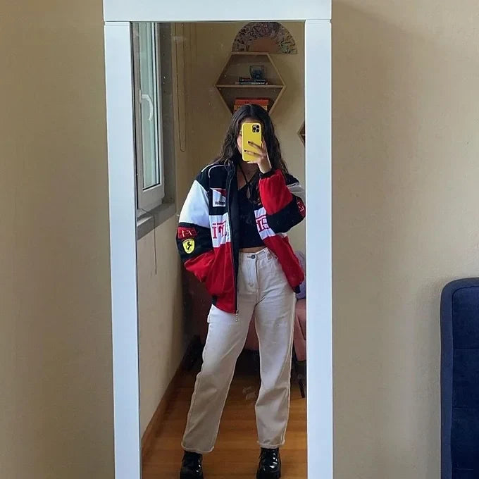 Red Ferrari F1 Vintage Racer Jacket Unisex