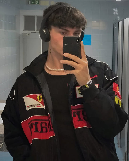Black Ferrari Embroidery Jacket – Premium Unisex Racing Style