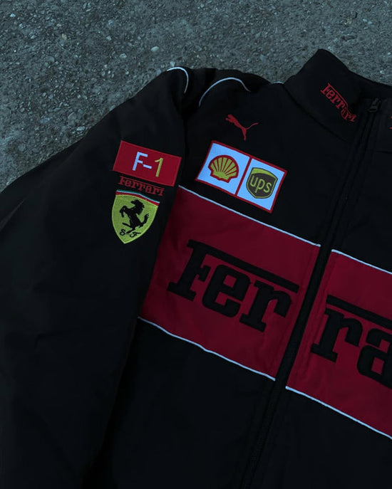 Black Ferrari Embroidery Jacket – Premium Unisex Racing Style