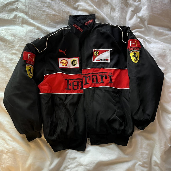 Black Ferrari Embroidery Jacket – Premium Unisex Racing Style